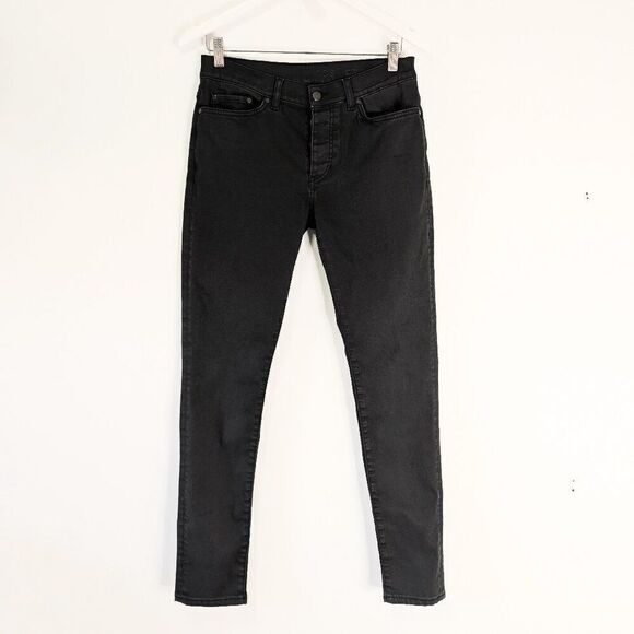 COS Washed Black Low Rise Skinny Fit Five Pocket Button Fly Pants - Picture 1 of 8